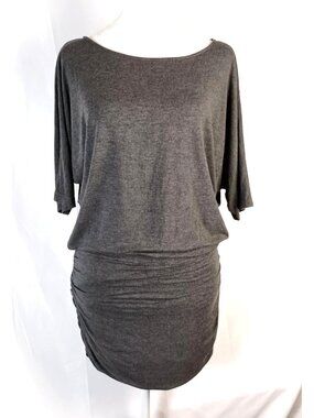 Boston Proper Ruched Skirt Dress Gray Short Sleeve Bodycon Womens Size S
